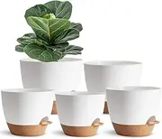 [SE SUN-E] 5Pack Self Watering Plant Pots for Lazy People, 7/6.5/6/5.5/5 Inch,White Plastic Self Watering Planter for All Houseplants,Succulent, African Violets,Snake Plants, Flowers and Cactus
