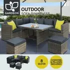 Gardeon 8 Seater Outdoor Dining Set Patio Table Chair Lounge Setting Wicker
