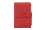 Women Men RFID Passport Card Holder Combo Travel Wallet With Zipper Card Slots-Red