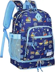 [Kasqo] Kids Backpack, 2-in-1 Schoolbag Lunch Bag Set Insulated Lunch Backpack for Toddler Boys Girls Bookbag for Preschool Elementary Kindergarten