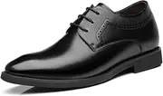 [TUMAHE] Men's Elevator Shoes Invisible Height Increase Leather Brogues Lace Up Hidden Heel 6Cm / 2.36 Inches Taller Casual Shoes