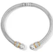 Brighton Meridian Open Hinged Two Tone Crystal Bangle Bracelet NWT $108