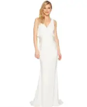 NWT Badgley Mischka Flair Back Wedding Gown 12 light ivory