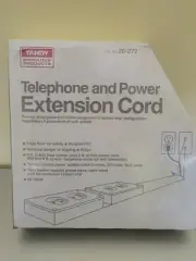 Lay-Flat Extension Cord ~ Electrical And Telephone Extension Cord ~ 6 Ft. Beige