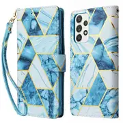 For Samsung Galaxy A53 5G Case Fashion Marble Painting Pattern Flip Wallet Case Leather Card Slots Stand Cover (Blue Gilding)