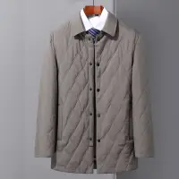 在飛比找momo購物網優惠-【米蘭精品】舖棉外套休閒夾克(菱格商務翻領保暖男外套4色74