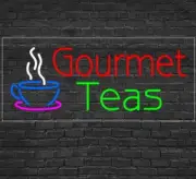 Gourmet Teas Sign for Retail Displays | LED Flex Neon | 32"W x 13"H x 1"D