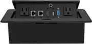 Aluminum Alloy Table Power Hub with HDMI, USB & Network Ports for Offices