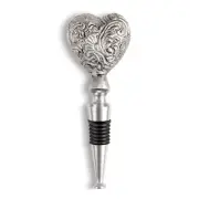 Demdaco New Heart Wine Bottle Stopper Metal Silver-Tone Aluminum, New 6"