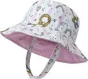 LAPI.ZAPI Baby Sun Hat Print Pattern Reversible Kids Boy Girls hat UPF 50+ Sun Protection Beach Bucket Hat Wide Brim