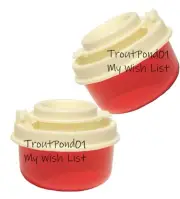 TUPPERWARE Salt and Pepper Shakers Smidgets Mini Bowls Red with White Lids New