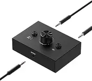 Y.D.F 3.5mm Stereo Audio Switch (2 in 1 Out) Audio Switcher Passive Speaker Headphone Manual Selector Splitter Box Audio Sharing for PC Phone Laptop Headphone