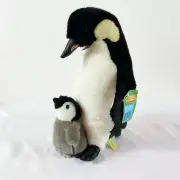 A110 Aurora Miyoni Emperor Penguin & Baby Chick Plush! 15" Stuffed Toy Lovey