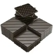 27Pcs 11.8x 11.8 Waterproof Interlocking Wood Flooring Patio Deck Tiles Outdoor