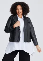 [TS] Taking Shape Leather Liza Jacket Size 16 in Black, Leather - Plus Size Women's Clothing Black