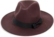 [HEYDHSDC] Wide Brim Gentleman Ladies Winter Autumn Jazz Hat Simple Woman Man Wool Vintage Gangster Trilby Felt Hat Fedora Hat