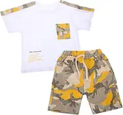 [MOBUTOFU] Toddler Boy's Summer Outfit Short Sleeve T-shirt Pants Set Comfortable Stylish Baby Clothing Breathable Fabric (100)