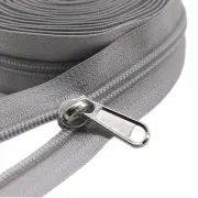 #5 Grey Nylon Coil Zippers by The Yard Bulk 10 Yards with 25pcs Sliders for D...
