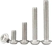 10pcs M2 M2.5 M3 M 4M5 DIN967 A2-70 Stainless Steel PWM Pan Round Truss Head with Washer Collar Screw Bolt(16mm x10pcs,M2.5)
