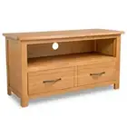 vidaXL TV Cabinet 90x35x48 cm Solid Oak Wood 2BB