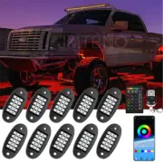 10PCS RGB LED Rock Lights Kit Underbody Neon Light Pods Rock Lamp Bluetooth App