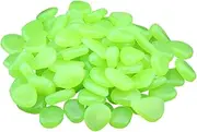 Kisangel 100pcs Green Luminous Pebbles Resin Pebble Stones No Edge for Betta Fish Tank Garden Yard Decorations