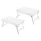 2Pcs 48x32x24cm Breakfast Tray Table Bed Tray with Folding Leg Laptop Desk White