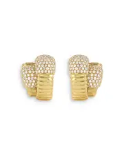 Alberto Milani 18K Yellow Gold Via Mercanti Diamond Pave Double Tubogas Hoop Earrings