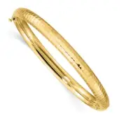 14k 14kt Yellow Gold 3/16 Hammered Children's Bangle Bracelet 6 inch X 4.75 mm