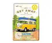 Nostalgic Art Metal/Paper Mail Postcard Volkswagen Get Away w/Envelope 10x14cm