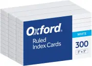 Oxford Ruled Index Cards, 3" X 5", White, Lined Index Flashcards, 300 per Pack (