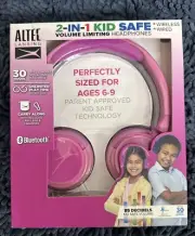 Altec Lansing Kid Safe 2-in-1 Bluetooth Wireless And Wired Headphones Pink