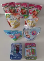 9 pc bundle Frozen Crayola Shopkins Color-Twist Bath Bombs Peppa playing cards