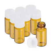 8pcs 5ml Small Brown Glass Vials with White Screw Cap Glass Graduated