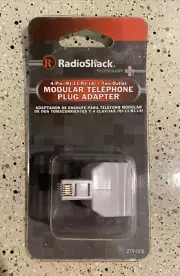 RadioShack 4-Pin Two-Outlet Modular Telephone Plug Adapter NEW