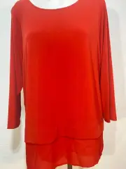Calvin Klein Women Top Shirt Rust dark Orange XL NWT New Stretchy Sheer trim