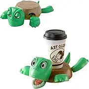 Turtle Coaster with Funny Expression, Funny 3D Printed Sea Turtles Panda Cup Coasters, Cute Animal Drink Cup Mats, Open Eyed Animals Tea Cups Coasters Holder, for Desk Decor & Gag Gift (Turtle)