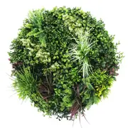 Slimline Artificial Green Wall Disc Art 80cm Colour Fresh UV Resistant (Black)