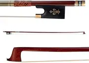 Violin Bow (Pernambuco Bow Stick Black Ebony Frog and Horsetail Bow Hair) for 4/4 Full Size