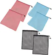 LOORGVEL 6Pcs Colorful Drawstring Pouches Durable Mesh Storage Bags for Beach Sports Travel Everyday Use Breathable Design for Easy Access to Essentials