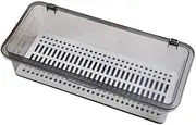 AIYoo Flatware Tray Kitchen Drawer Organizer With Lid And Drainer - Plastic Kitchen Cutlery Tray and Utensil Storage Container with Cover 10.0 Inch - Dinnerware Holder for Spoons Forks Knives Coffee