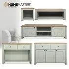 Winchester oak & Morandi green side console coffee table / sideboard / tv unit