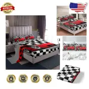 Fun Red Sports Car Twin Bedding Set - Fitted & Flat Sheet with Pillowcase