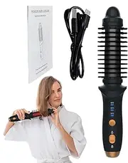 Heated Hair Brush - Curling Iron | Rotating Hair Brush | Rechargeable Cordless Curling Tongs | Small Electric Round | 3 Gear Temperature Grooming Tool For Business Trip, Home