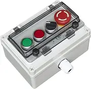 Push Button Box Ip67 Button Switch 4 Push Button Emergency Stop Button Red Green Momentary Push Button Button Selector Rotary Switch with Protective Cover Anti-Misoperation Switch