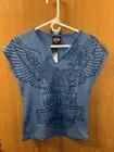 Harley Davidson Women’s Teal Blue V-Neck Tee Top Los Angeles CA-Size Medium-NWT