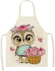 Cotton Apron Kitchen Apron Cartoon Owl Adults Kids Apron BBQ Bib Aprons for Women Cooking Baking Restaurant Home Cleaning Tools