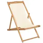 Deck Chair Teak 56x105x96 cm Cream vidaXL