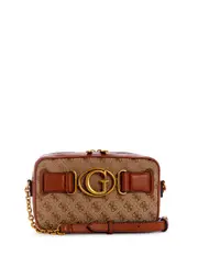 GUESS Women's Brown Multi Aviana Crossbody Camera Bag