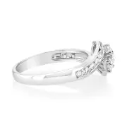 Luminesce Lab Grown 1 Carat Solitaire Diamond Ring with Channel Set Side Diamonds in 9ct White Gold, M
